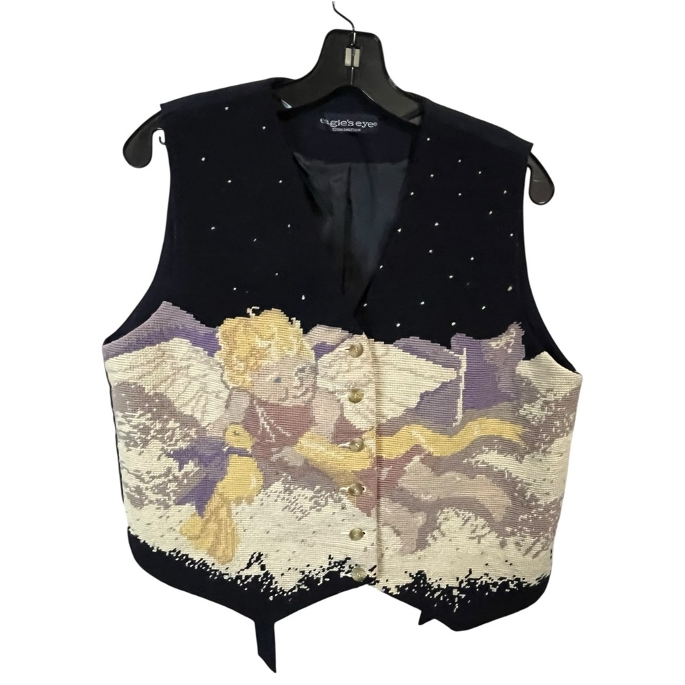 Vtg 1996 The Eagle's Eye Needlepoint Cherub Vest
